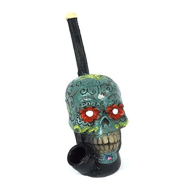 Handcrafted Resin Pipe - Candy Skull