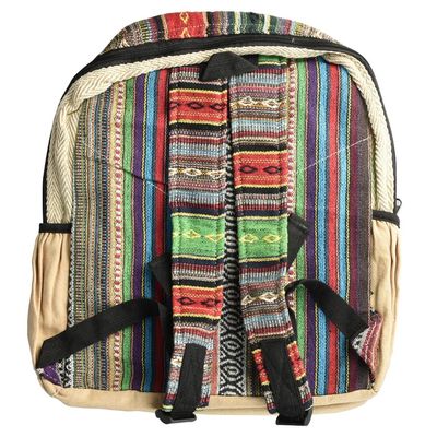 Black Leaf w/ Stripes Hemp Backpack