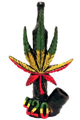 Handcrafted Resin Pipe - 420 rasta leaf