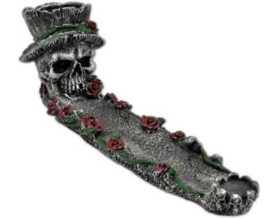 incense burner - skull w/ roses LED eyes