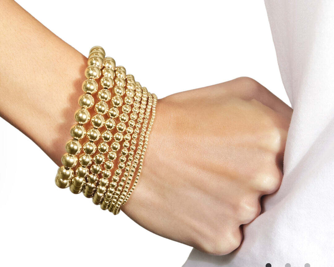 Classic Grateful Pattern Bead Bracelet - Gold