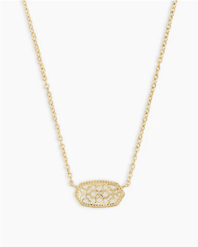 Elisa Short Pendant Necklace Gold Filigree Metal