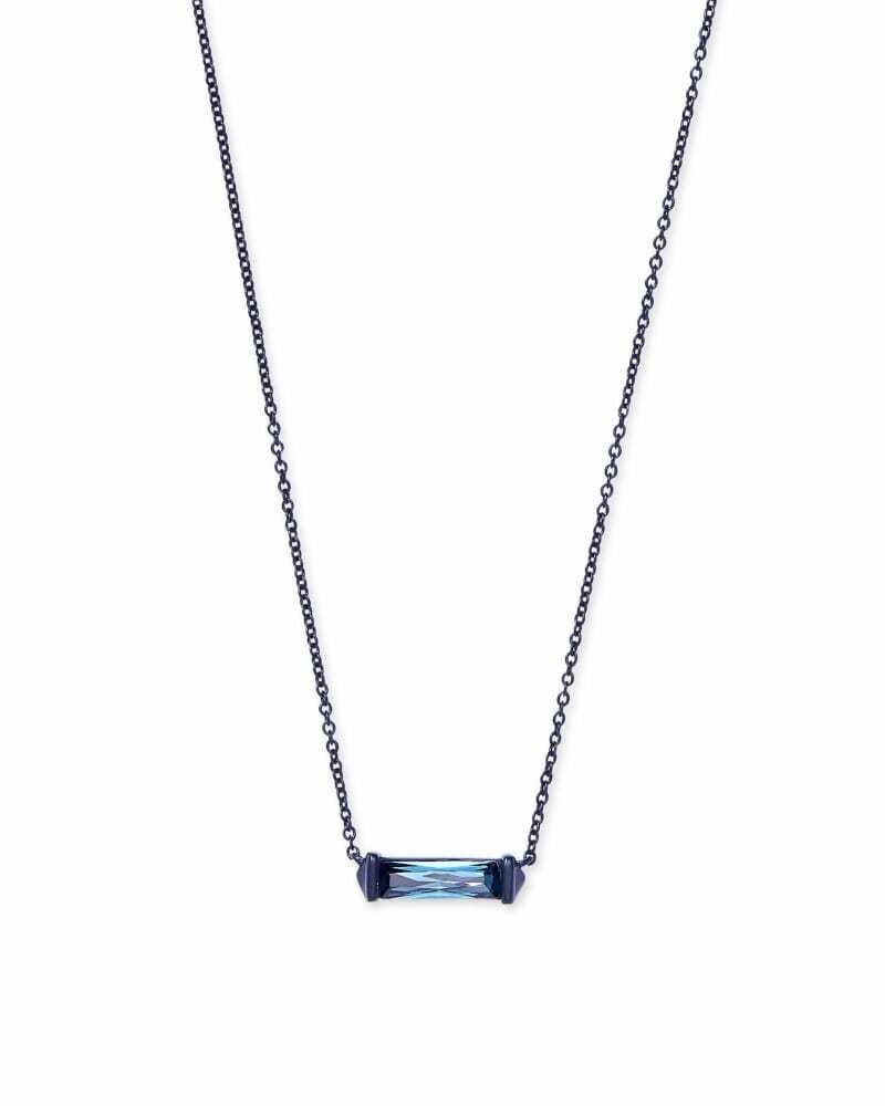 Rufus Navy Gunmetal Pendant Necklace In Indigo Crystal