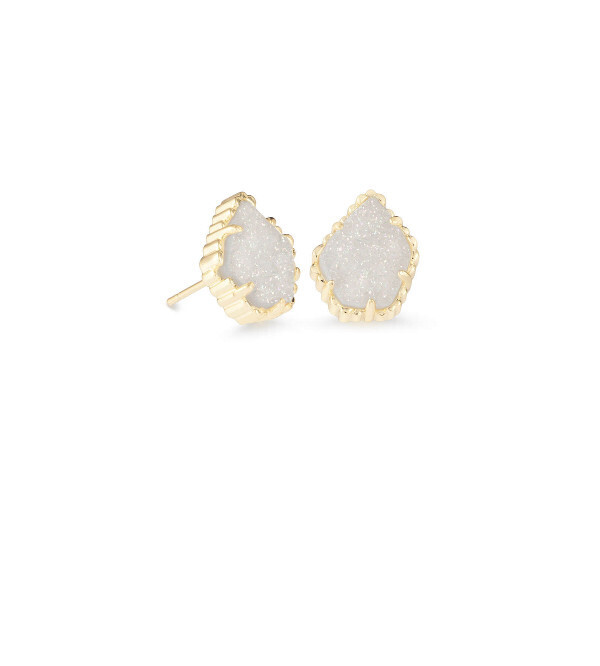 Tessa Earring Gold Iridescent Drusy