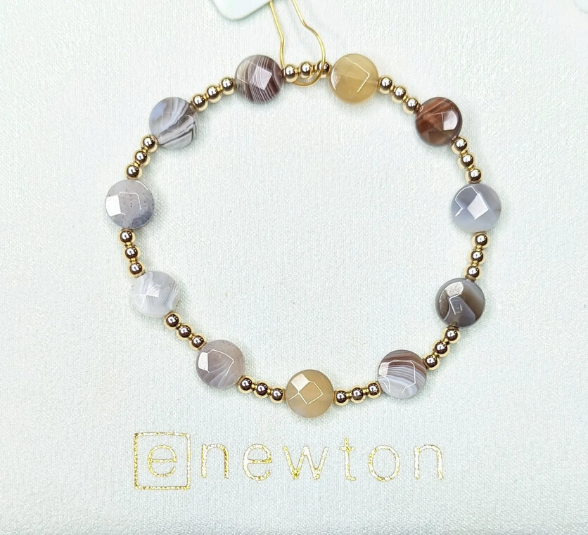 Beaded Bracelet Admire Gold 3mm, Color: Botswana Agate
