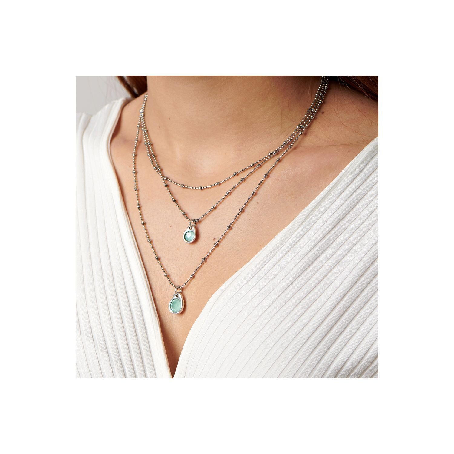Delirium Triple Necklace w/ Mint Green Crystals