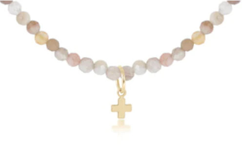 Cross Bracelet Gemstone 3mm , Color: Botswana Agate