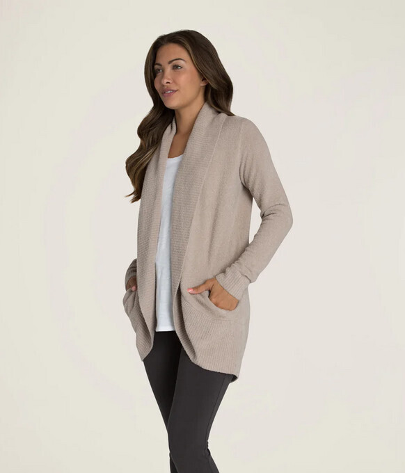 Cozy Chic Lite Circle Cardigan, Color: Taupe, Size: XSmall