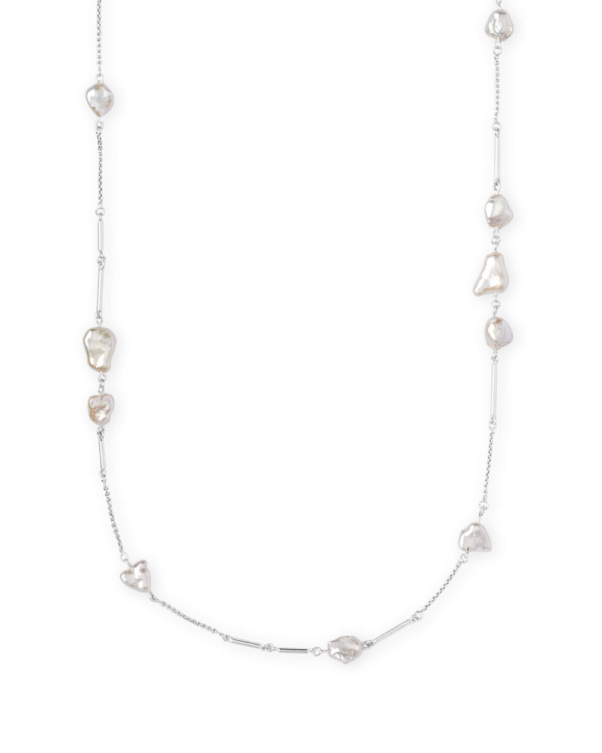 Sabrina Necklace Bright Silver Baroque Pearl
