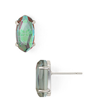 Betty Earrings Silver Dichroic Glass