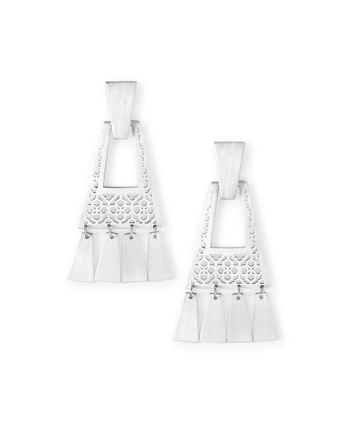 Kase Bright Silver Fringe Earrings Metal