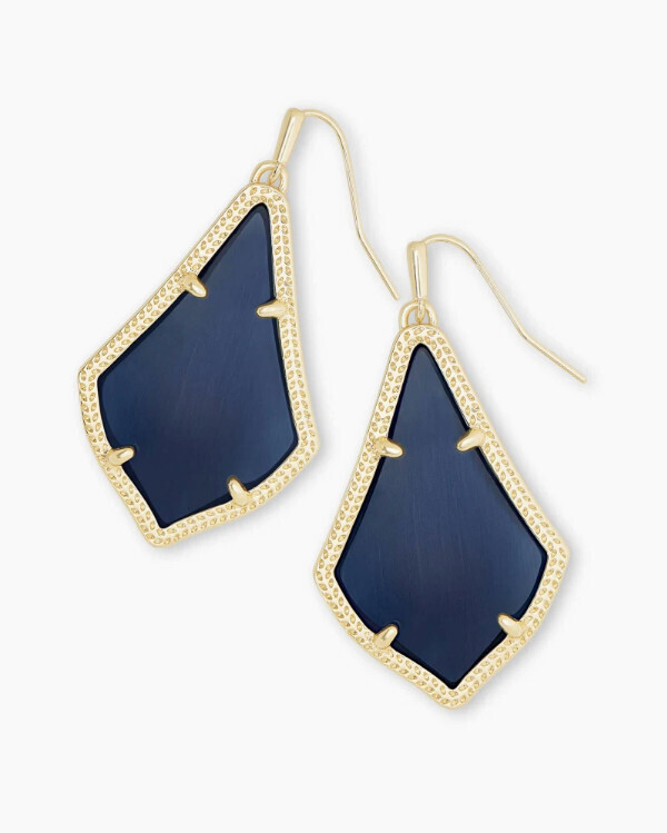 Alex Earring Gold Navy Cats Eye