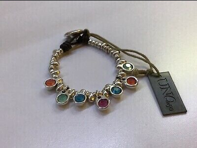 TESORA LEATHER BRACELET WITH SILVER AND MULTI CRYSTALS