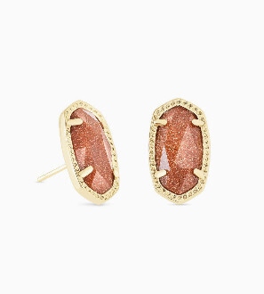 Ellie Earrings Gold Orange Goldstone