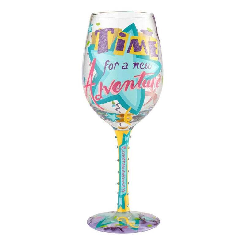 Happy Retirement Blue Star Wine Glass