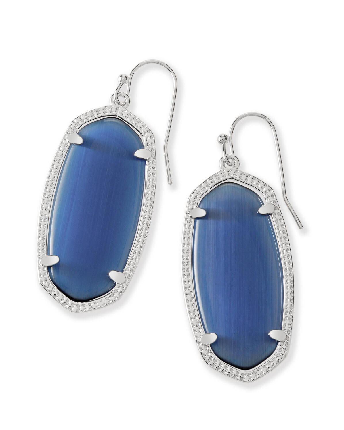 Elle Earrings Silver Navy Cats Eye