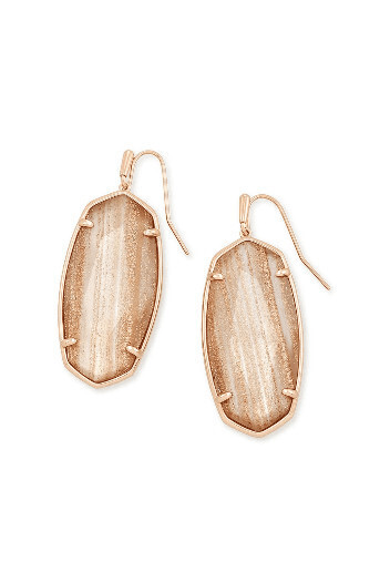 Faceted Elle Rose Gold Drop Earrings in Gold Dusted Pink Illusion