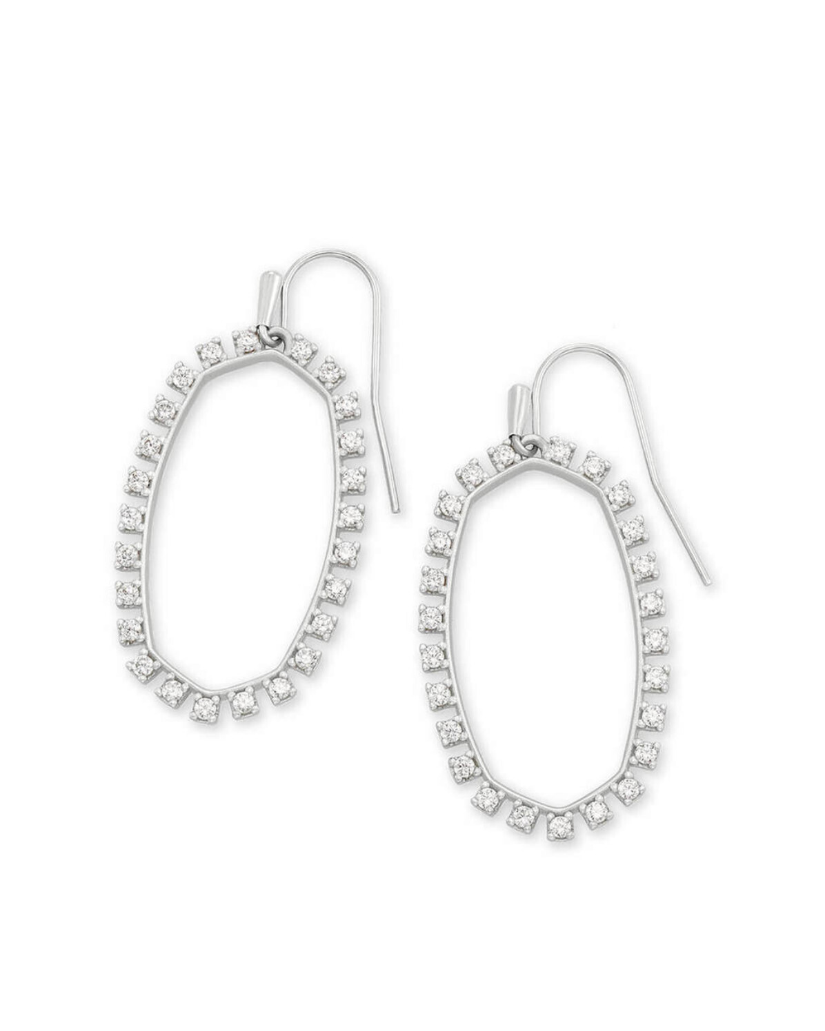 Elle Open Frame Crystal Statement Earrings Silver
