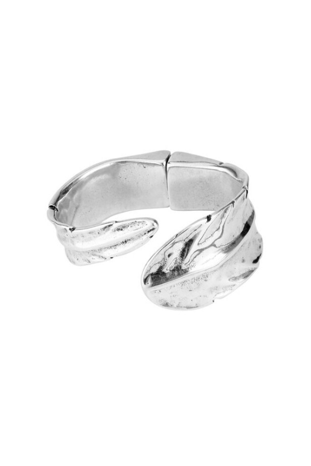 Waves Feather Hinged Cuff Bracelet Medium