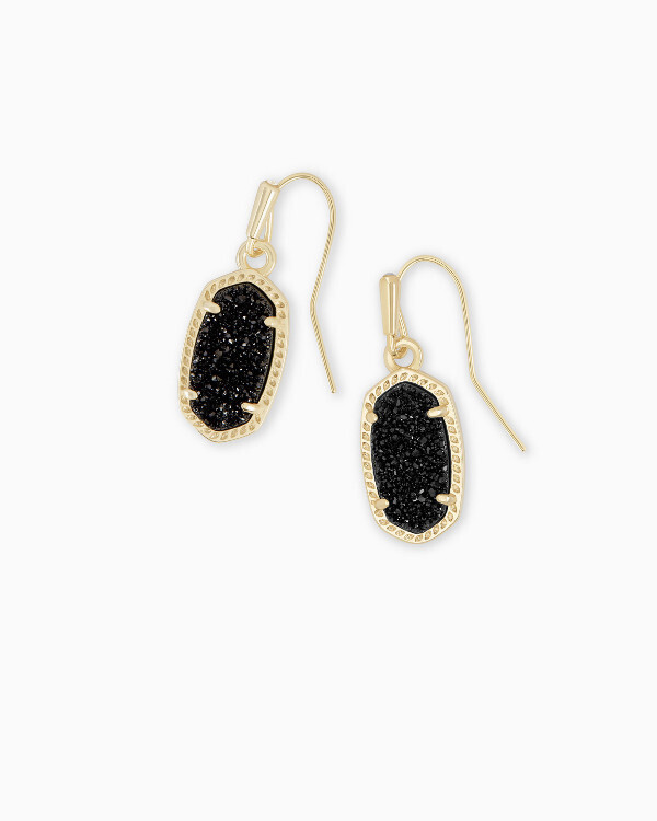 Lee Earrings Gold Black Drusy