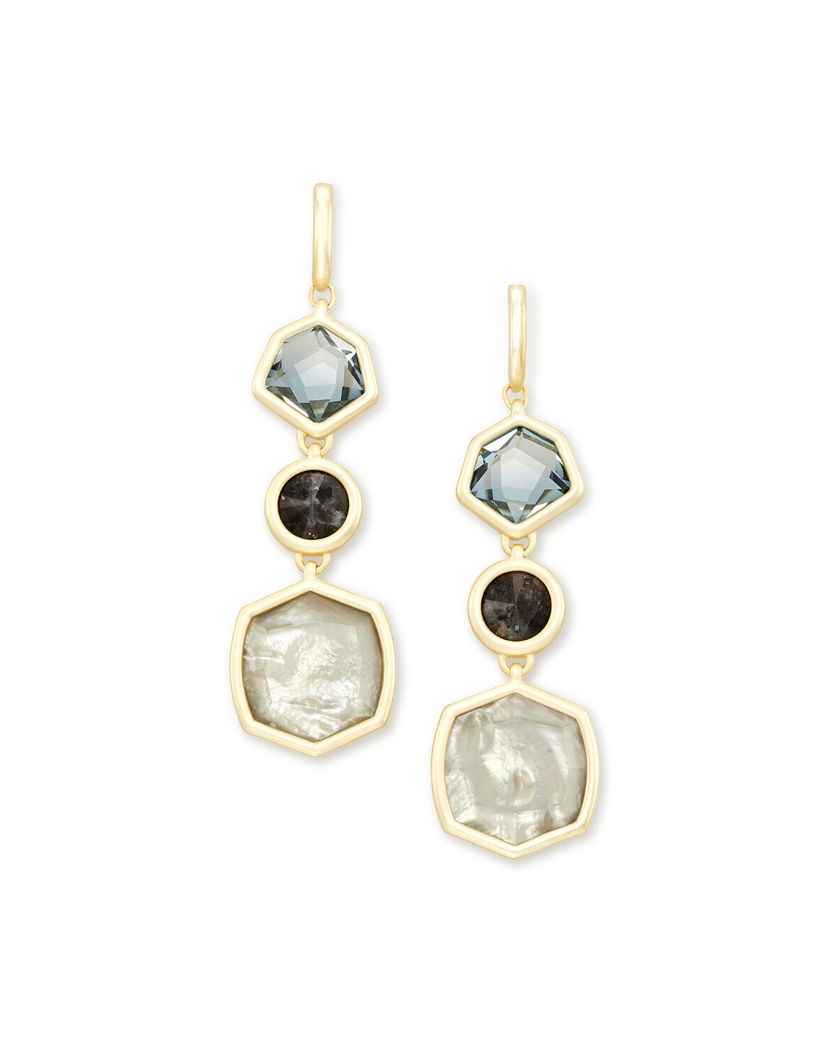 Natalia Linear Earrings Gold Steel Gray Mix