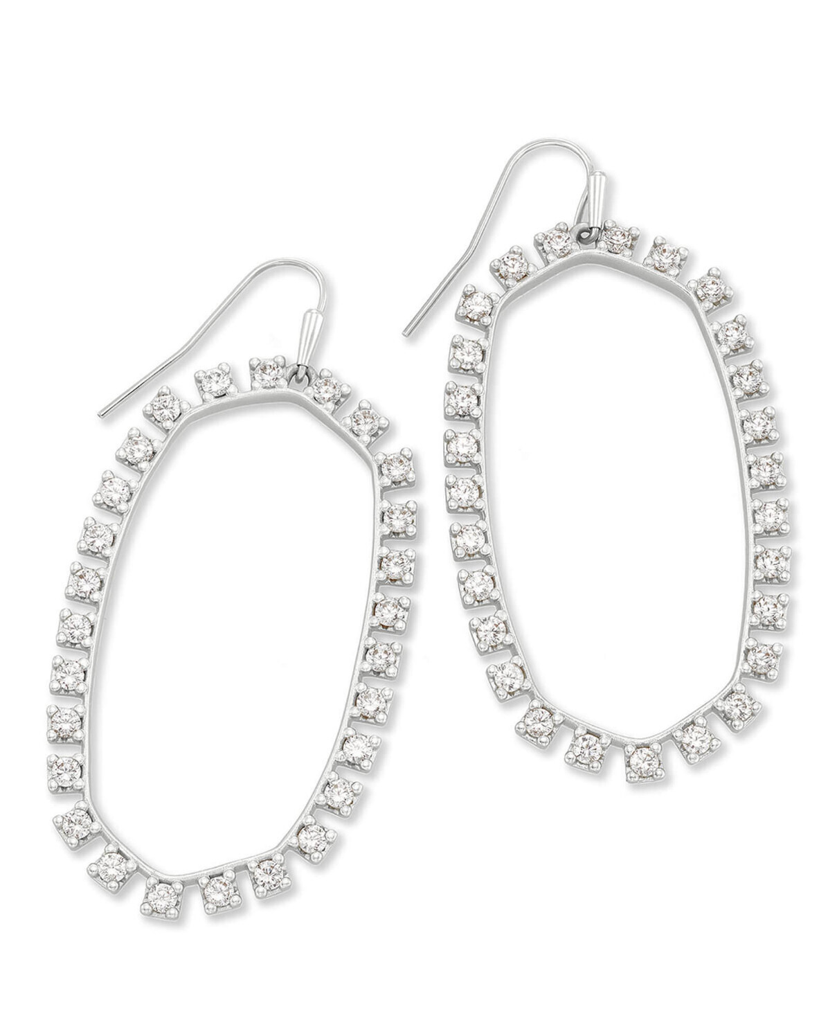 Danielle Open Frame Crystal Statement Earrings in Silver