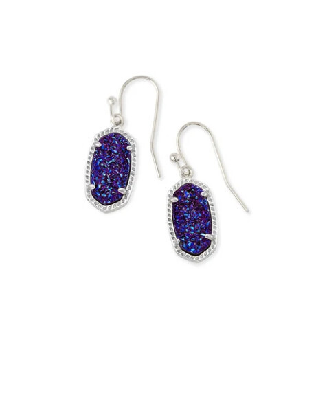 LEE EARRINGS SILVER INDIGO BLUE DRUSY