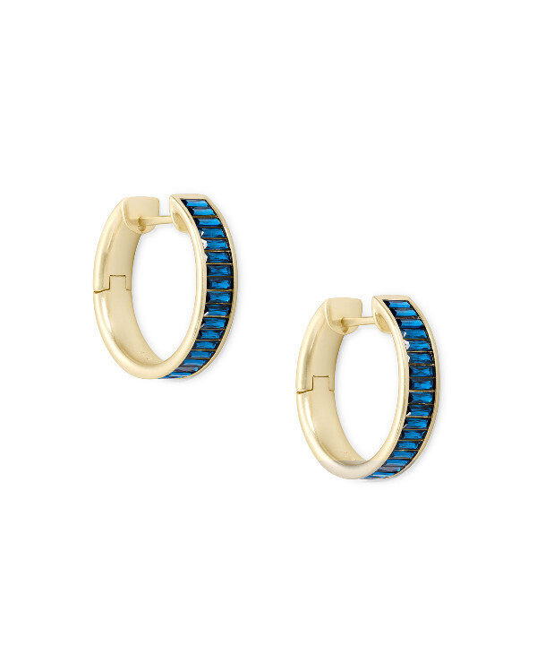 Jack Hoop Earrings Gold Blue Crystal