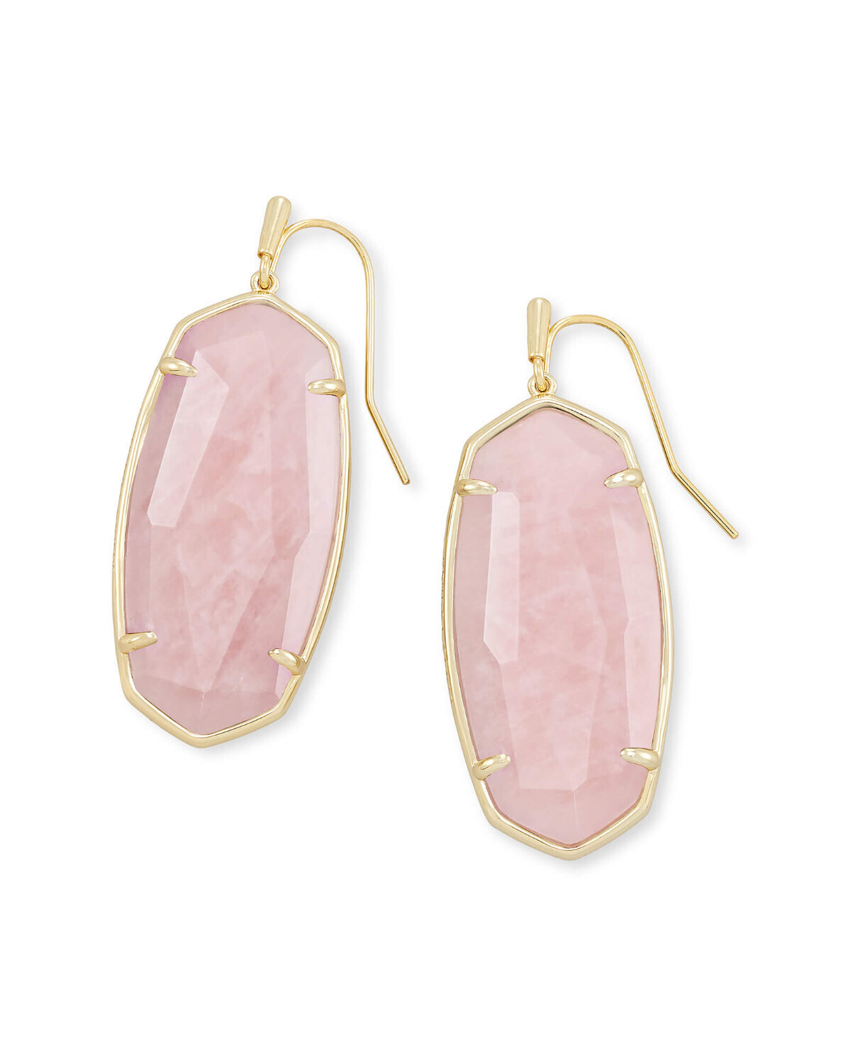 Faceted Elle Earrings Gold Rose Quartz