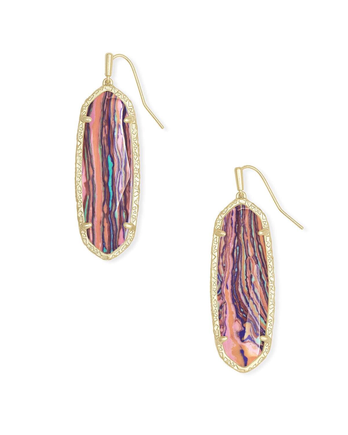 Layla Drop Earring Gold Pink Rainbow Calsilica