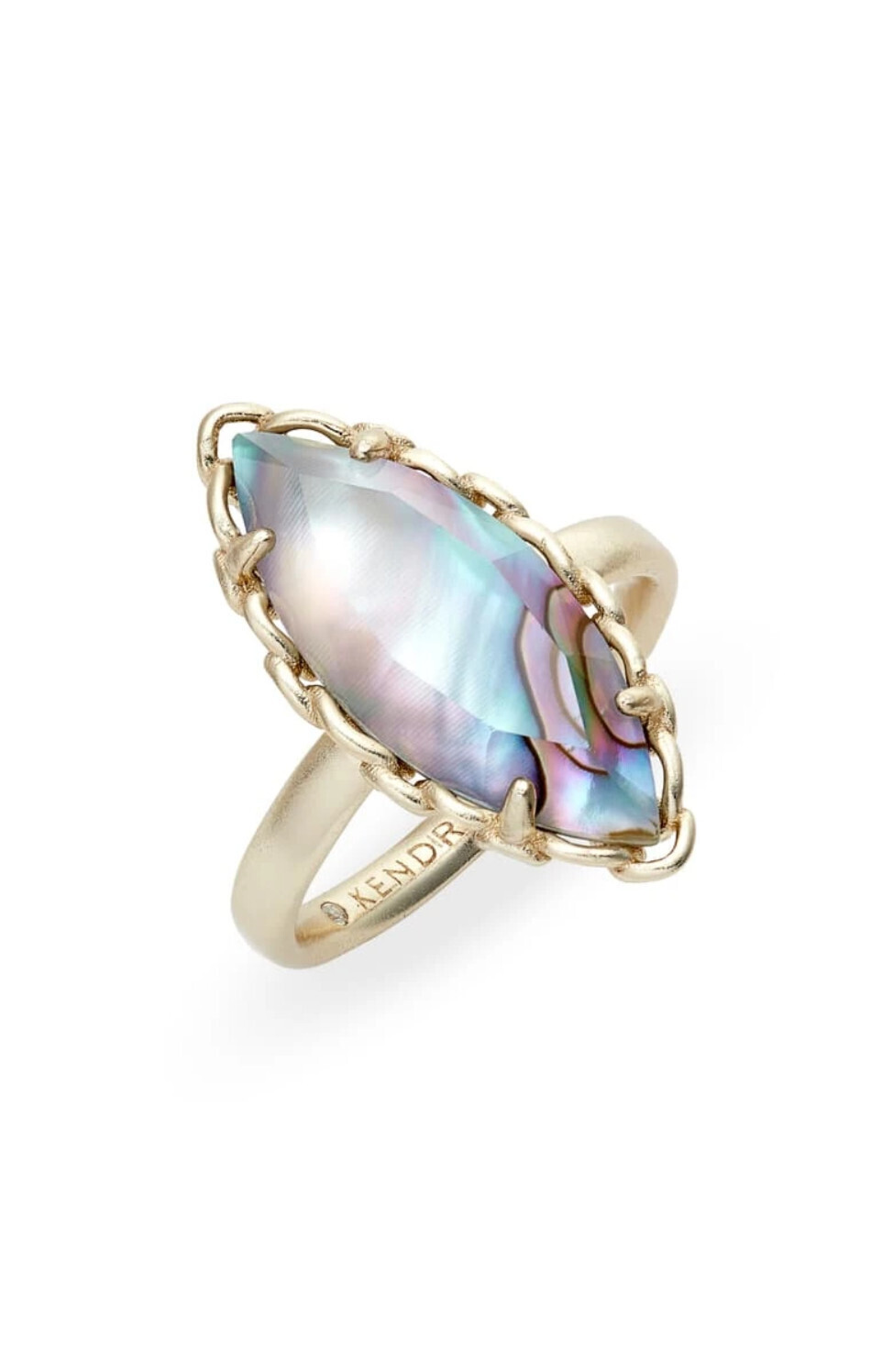 Gwenyth Cocktail Ring Gold Nude Abalone Size 8