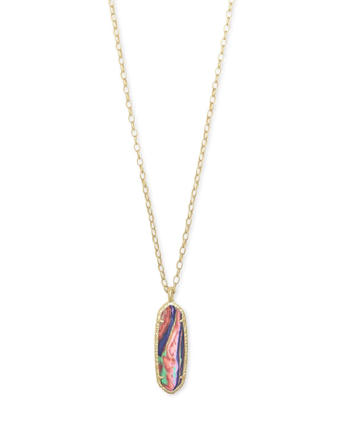 Layla Pendant Necklace Gold Pink Rainbow Calsilica