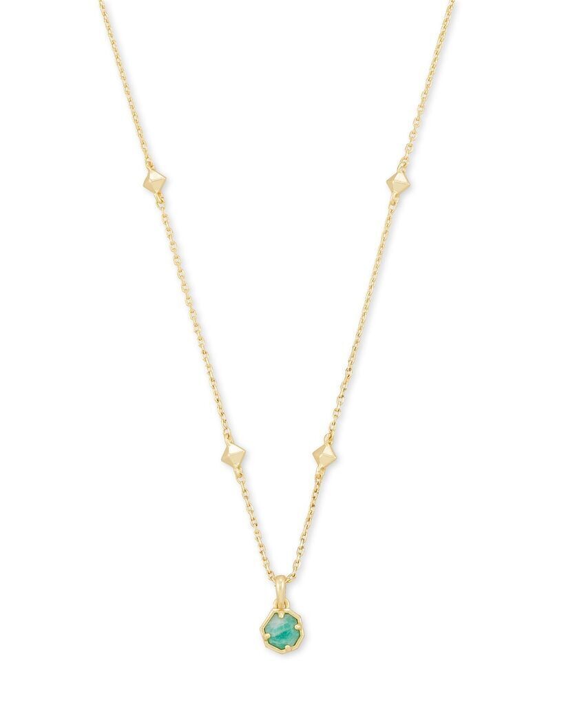 Nola Gold Short Pendant Necklace in Dark Teal Amazonite