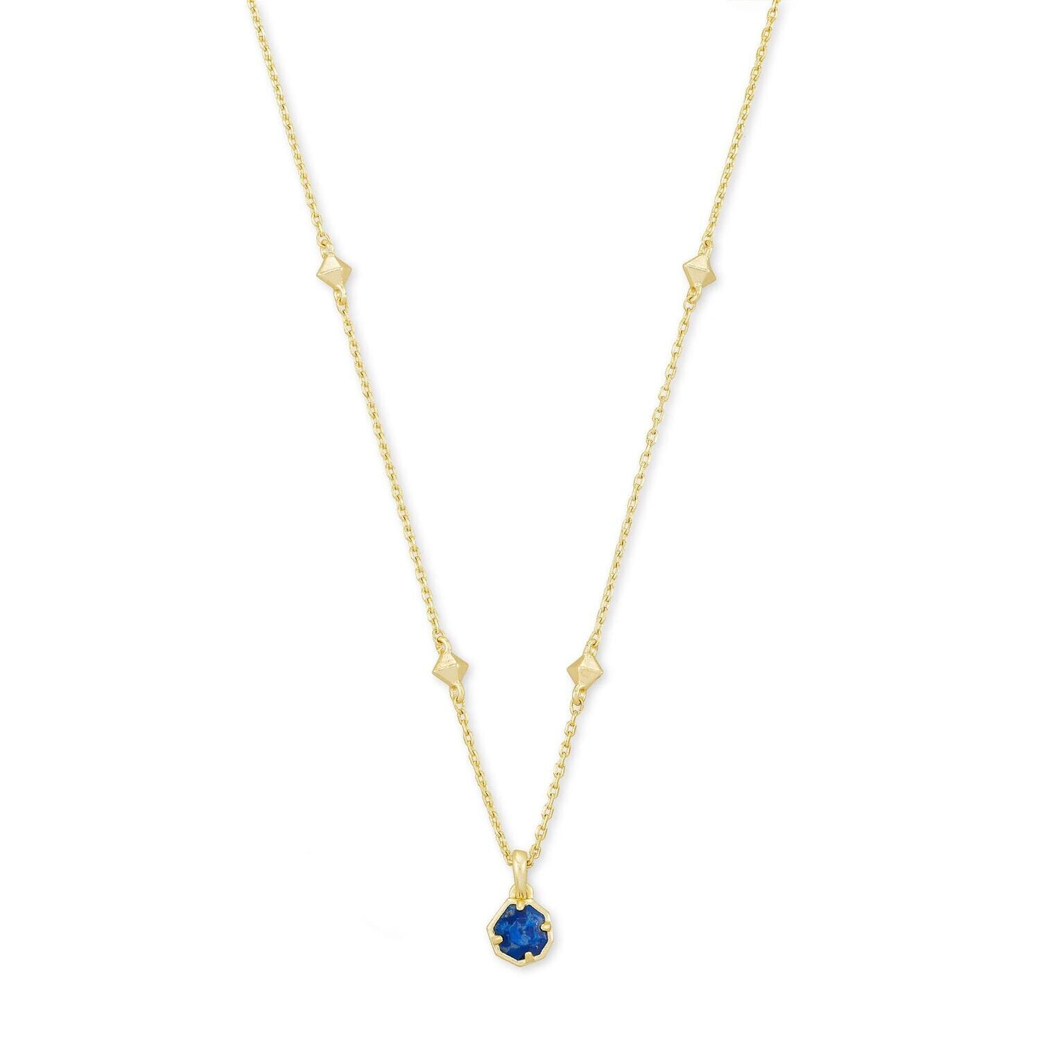 Nola Gold Short Pendant Necklace in Cobalt Howlite