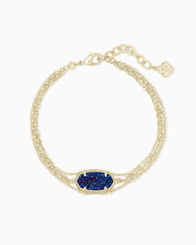 Elaina Gold Multi Strand Bracelet in Indigo Bule Drusy