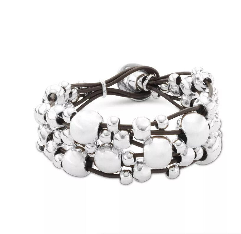 Multivitaminas Bracelet - Silver Balls on Leather