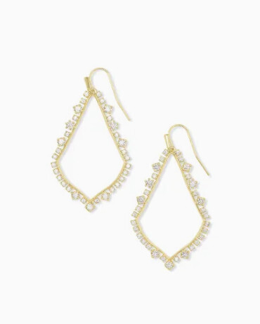 Sophee Crystal Drop Earrings Gold Metal White CZ