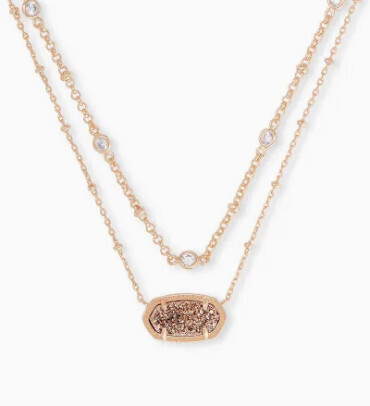 Elisa Multi Strand Necklace in Rose Gold Drusy