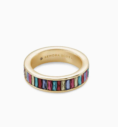 Jack Gold Band Ring Multi Crystal Size 5
