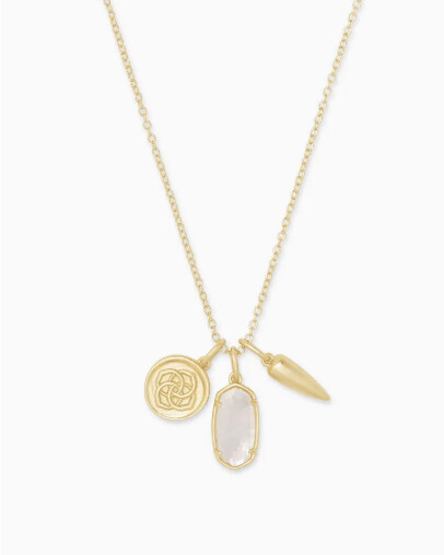 Dira Coin Charm Necklace Gold Ivory