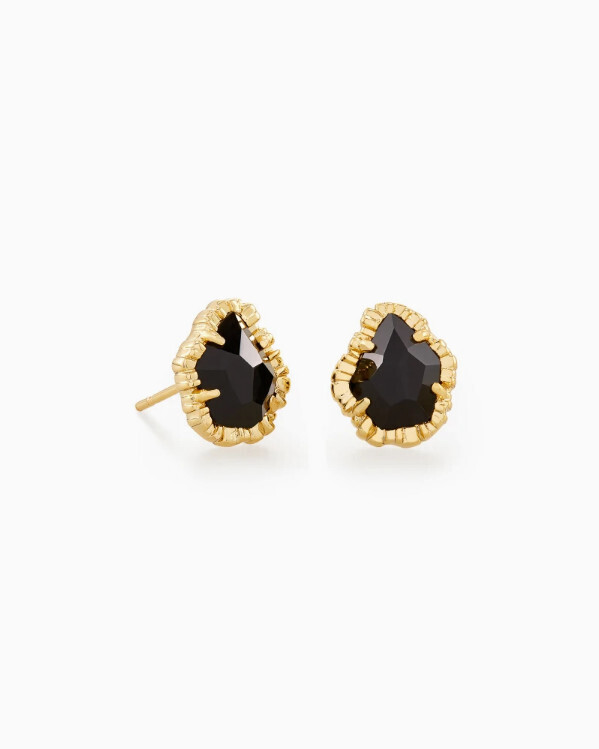 Tessa Small Stud Earring Gold Black Obsidian