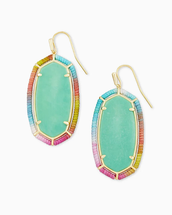 Threaded Elle Gold Drop Mint Magnesite Earrings