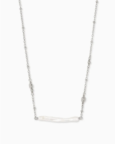 Eileen Pendant Necklace Rhod White Pearl