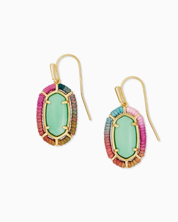 Threaded Lee Drop Earrings Gold Mint Magnesite