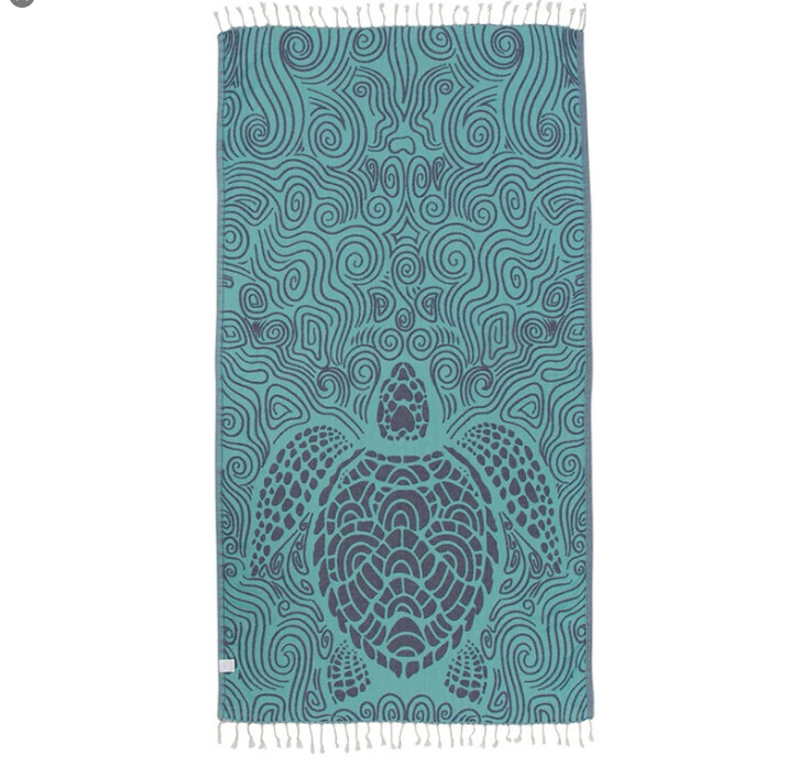 Mint Swirl Turtle Turkish Beach Towel