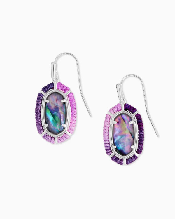 Earrings Threaded Lee Drop Silver Lilac Abalone