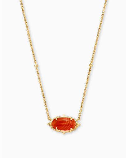 Pendant Necklace Elisa Gold Orange Banded Agate