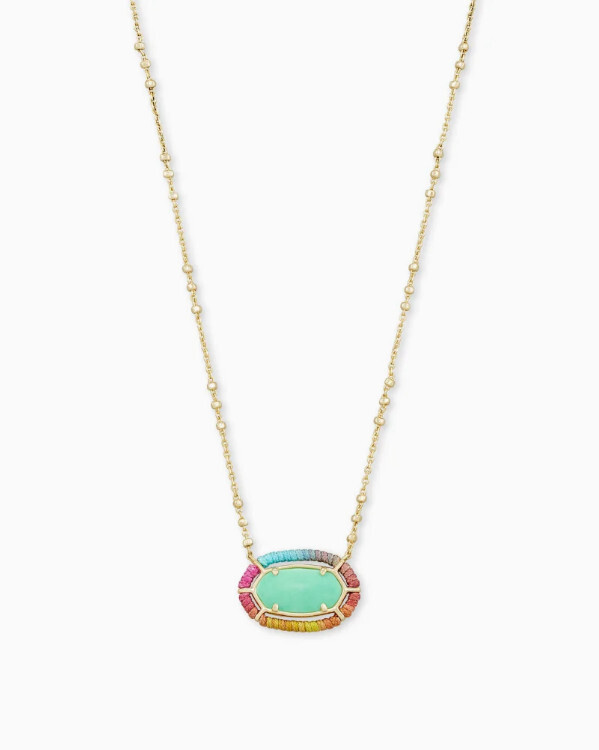 Pendant Necklace Threaded Elisa Gold Mint Magnesite