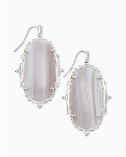 Drop Earring Baroque Lee Rhodium Gray Agate