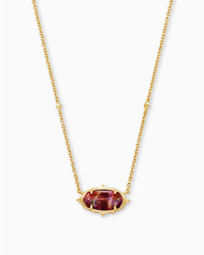 Pendant Necklace Elisa Gold Mauve Abalone